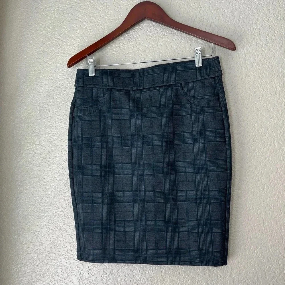 Liverpool Plaid Pencil Skirt Size 4 27 Stretch
